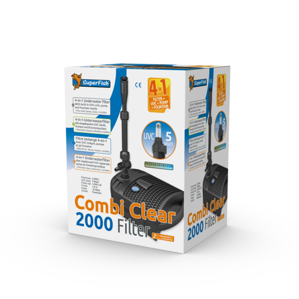 SuperFish Combi Clear 2000  - 4 in 1 Teichfilter Set Filter, UVC, Pumpe und Springbrunnen
