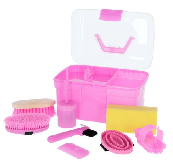 Putzbox Putzkiste pink befüllt