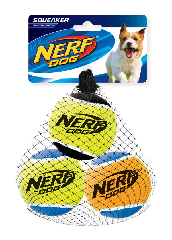 Nerf Tennisbälle mit Quietscher, M, 3er Pack