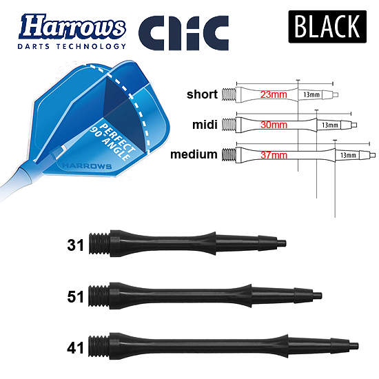 Harrows Clic-Shafts Slimline, Black