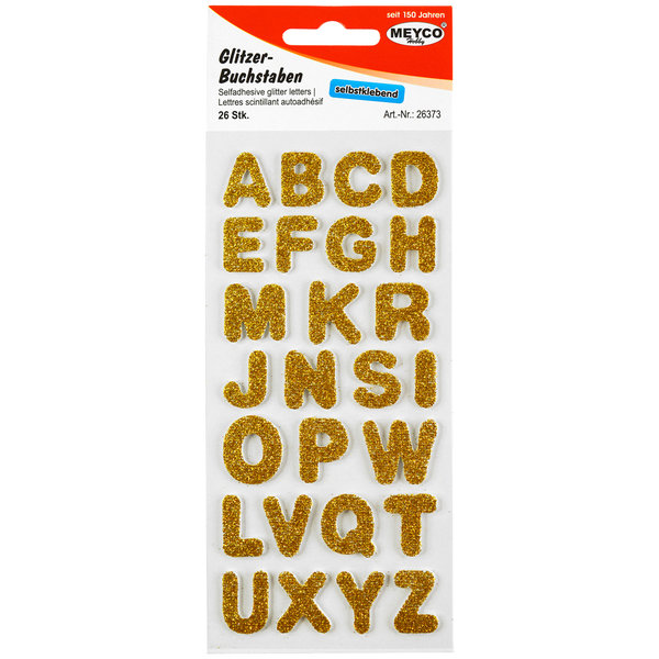 ABC-Sticker; glitter-gold 2mm stark / 2 cm hoch