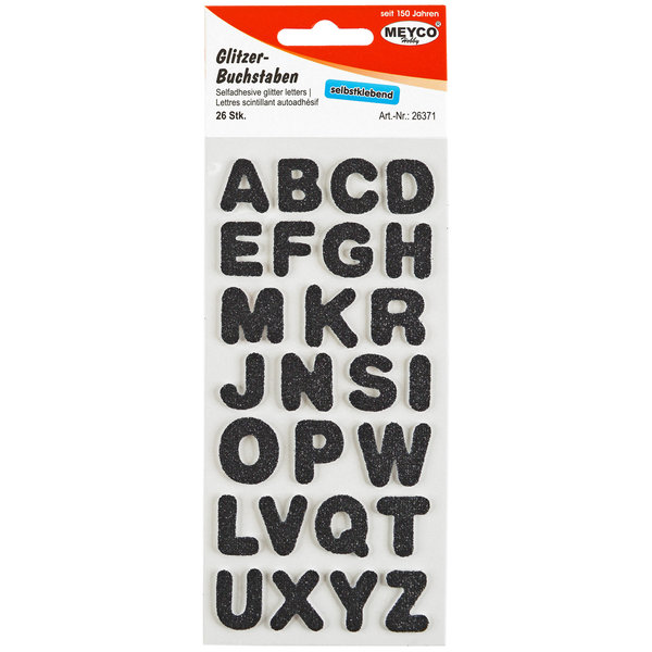 ABC-Sticker; glitter-schwarz 2mm stark / 2 cm hoch